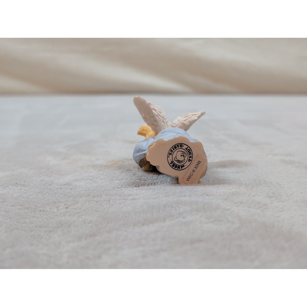 Angel Teddy Babies Bear Figurine with Triangle Blue Robe Halo Resin Miniature - Picture 5 of 8